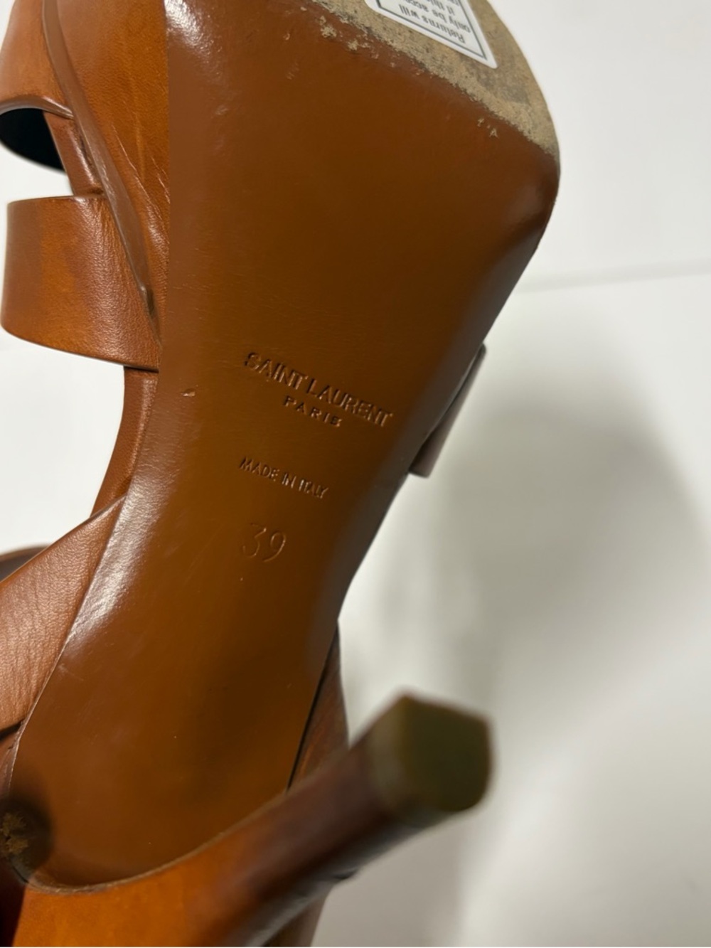 Saint Laurent Tribute platform sandal in brown leather size 39 - Picture 6 of 7
